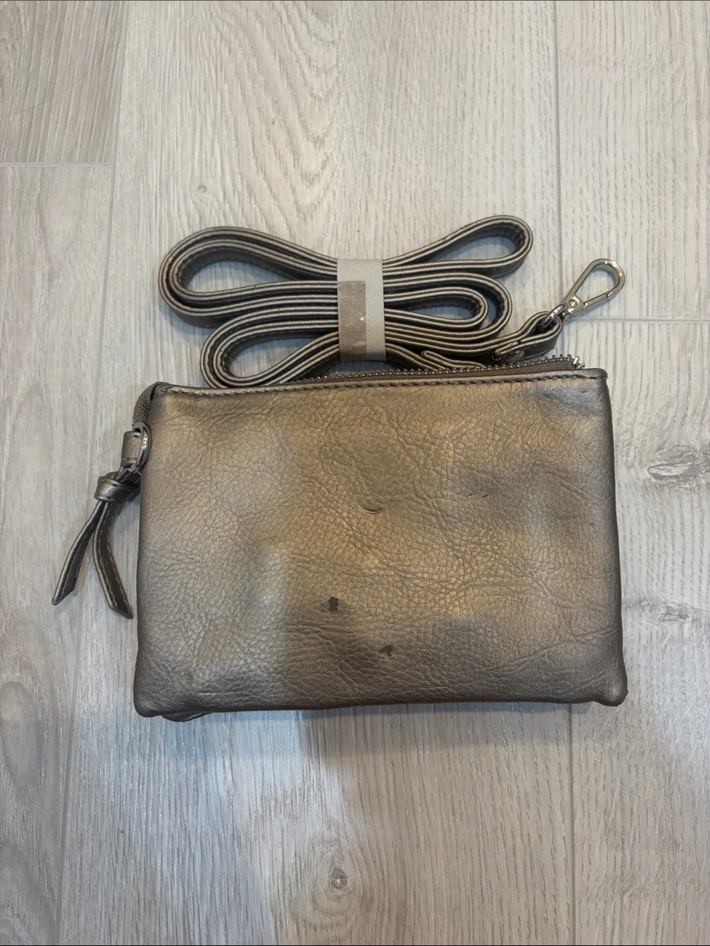 Studded Metallic Crossbody Wristlet - Gold
